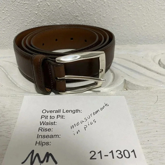 Brighton Mens Dress Belt Leather Brown Silver America Made 46 Classic Simple - Picture 10 of 10